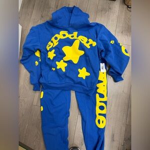 Sp5der 🆕 BELUGA Blue and Yellow Star Sweat Pants